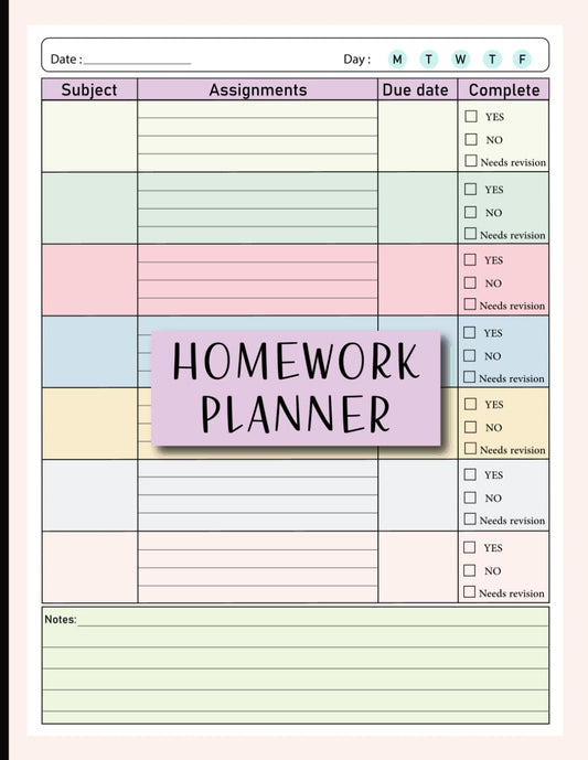 Student Homework Planner – Assignment & Study Organization Notebook