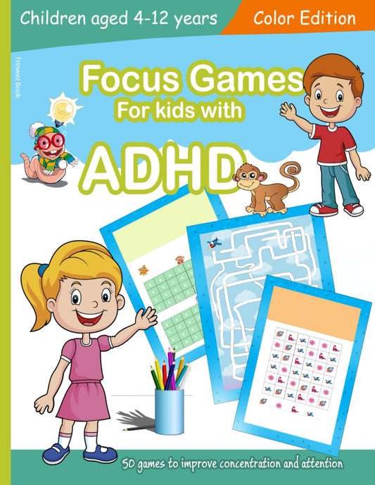 Kids Focus Games Book – Attention Training Activity Workbook