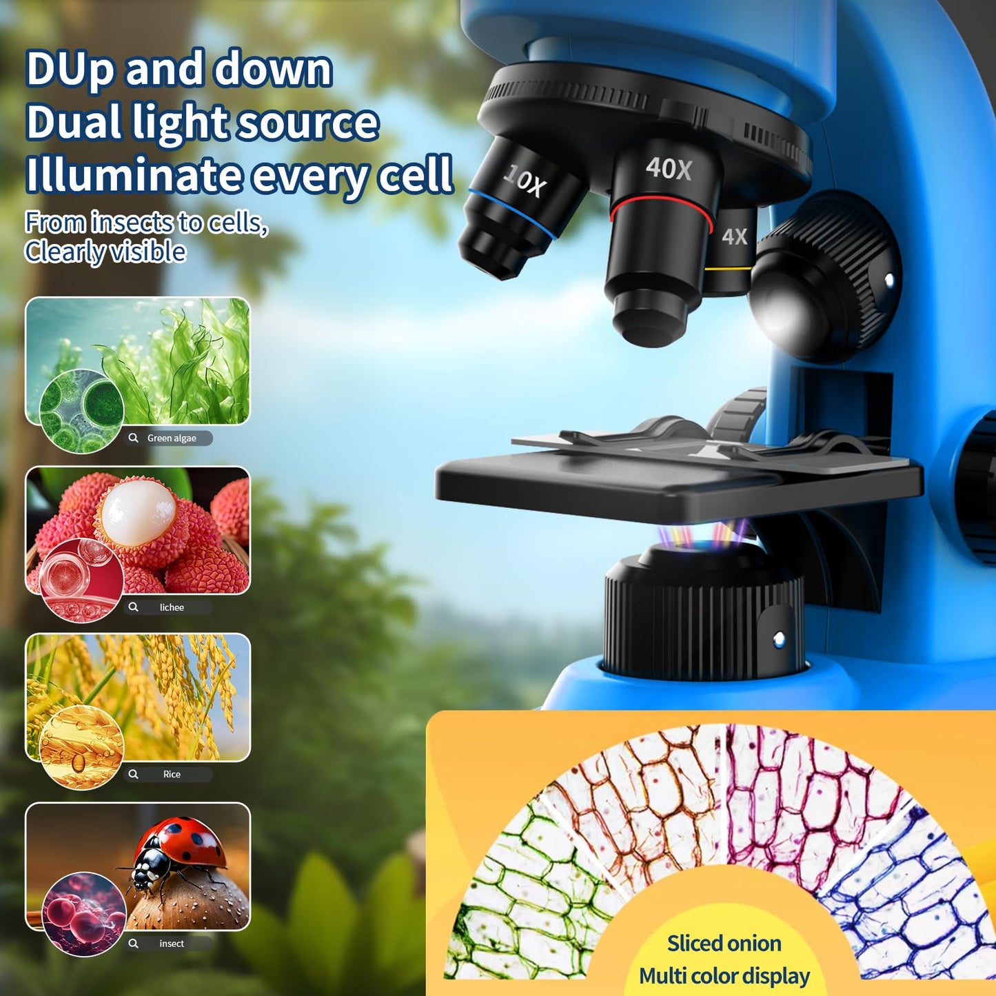 Kids Microscope Kit 40X–1600X – STEM Lab Set with LED Light