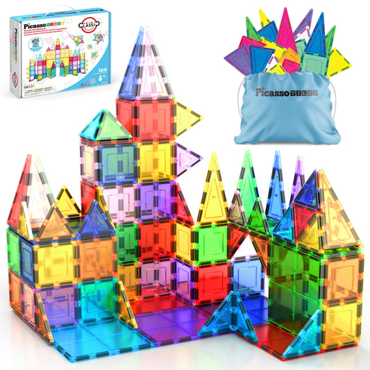Magnetic Building Tiles Set – 100 Piece Creative STEM Blocks