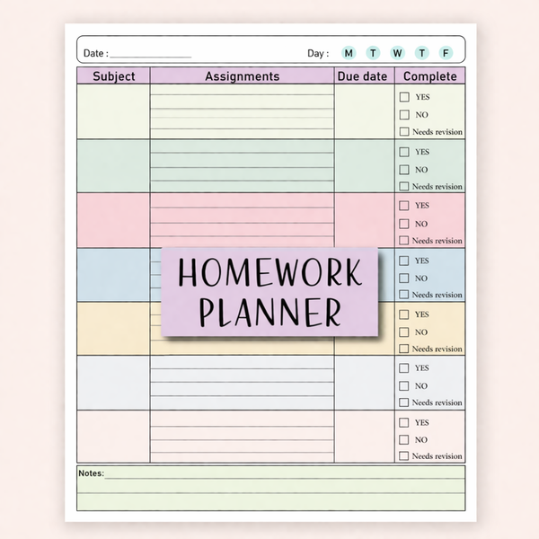 Student Homework Planner – Assignment & Study Organization Notebook